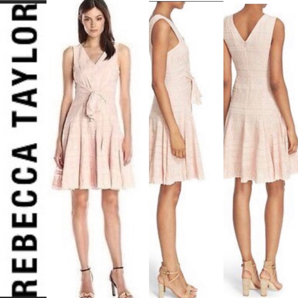 Rebecca Taylor Quartz Pink Embroidered Gauze‎ Cotton Tie Front Sleeveless…